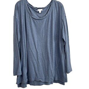 J Jill Fit Women's Top Size XL Blue Long Sleeve Pullover‎ Stretch Rayon Spandex